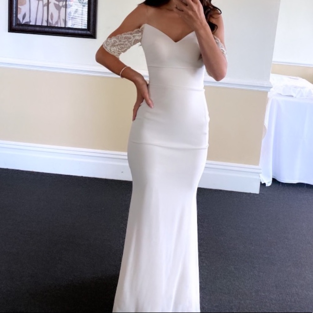 Custom Tarik Ediz off white gown